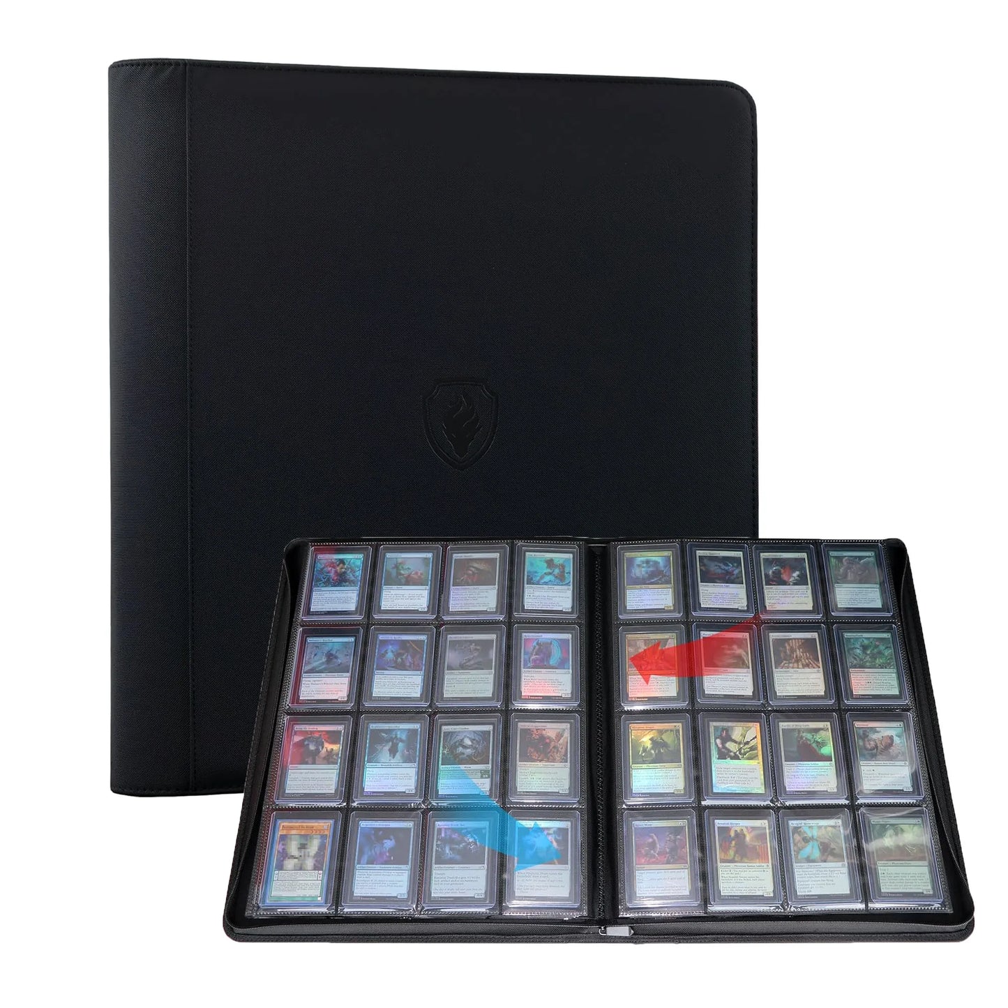 16 Pocket Toploader Binder, Holds 640 Top Loaders - Premium Top Loader Binder ，Sleeves for 3" x 4" Rigid Card