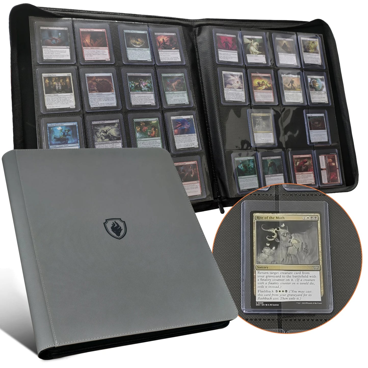 16 Pocket Toploader Binder, Holds 640 Top Loaders - Premium Top Loader Binder ，Sleeves for 3" x 4" Rigid Card