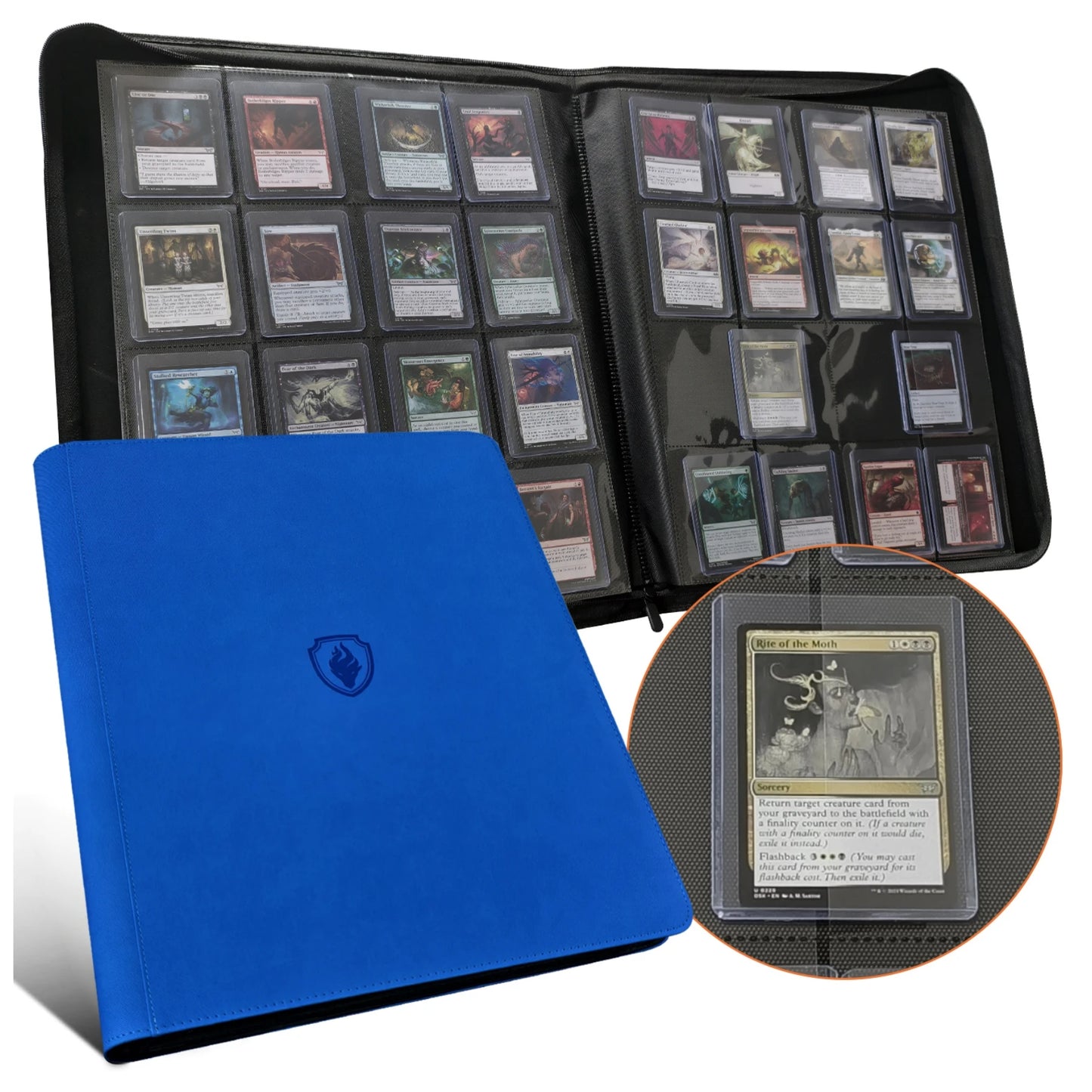 16 Pocket Toploader Binder, Holds 640 Top Loaders - Premium Top Loader Binder ，Sleeves for 3" x 4" Rigid Card