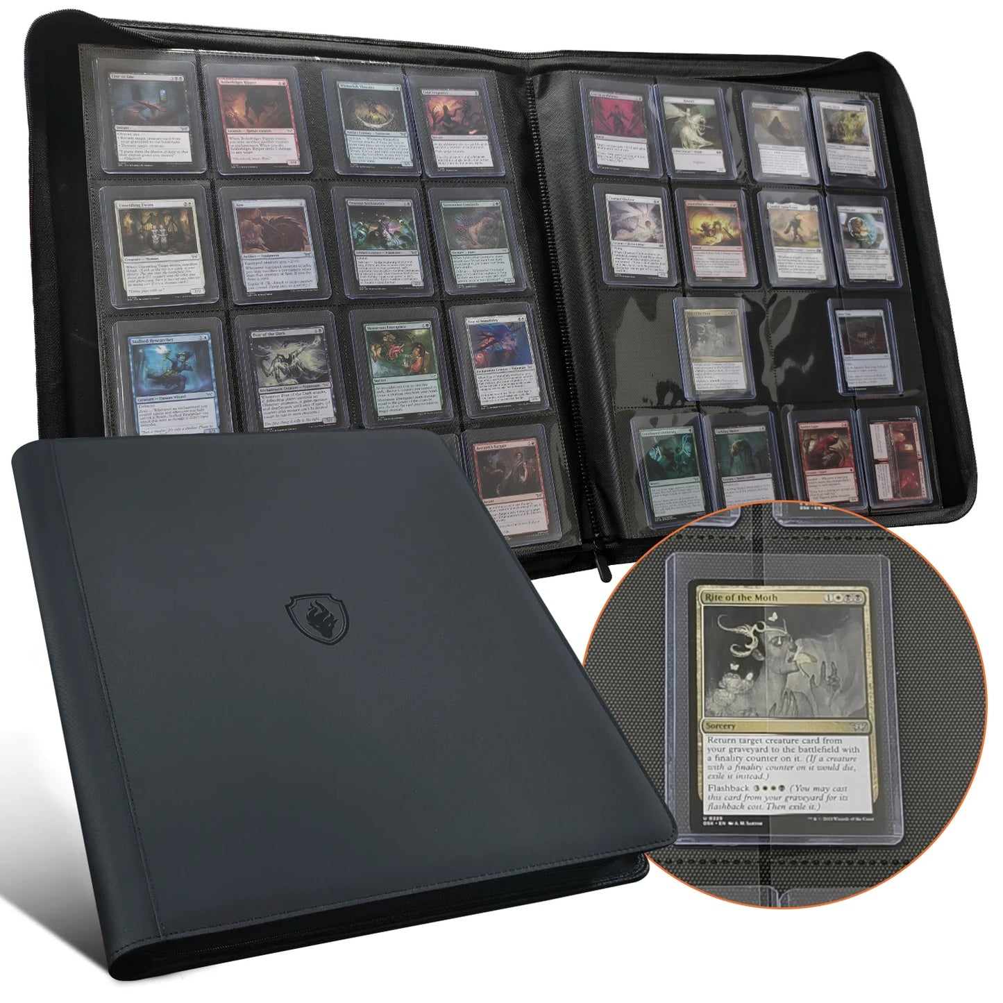 16 Pocket Toploader Binder, Holds 640 Top Loaders - Premium Top Loader Binder ，Sleeves for 3" x 4" Rigid Card