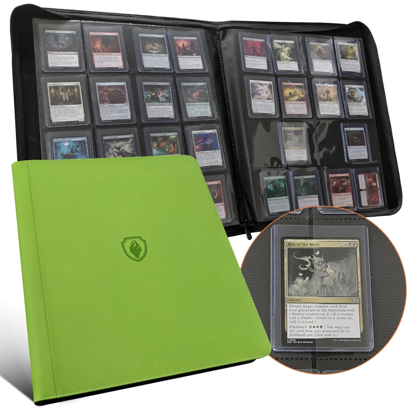 16 Pocket Toploader Binder, Holds 640 Top Loaders - Premium Top Loader Binder ，Sleeves for 3" x 4" Rigid Card