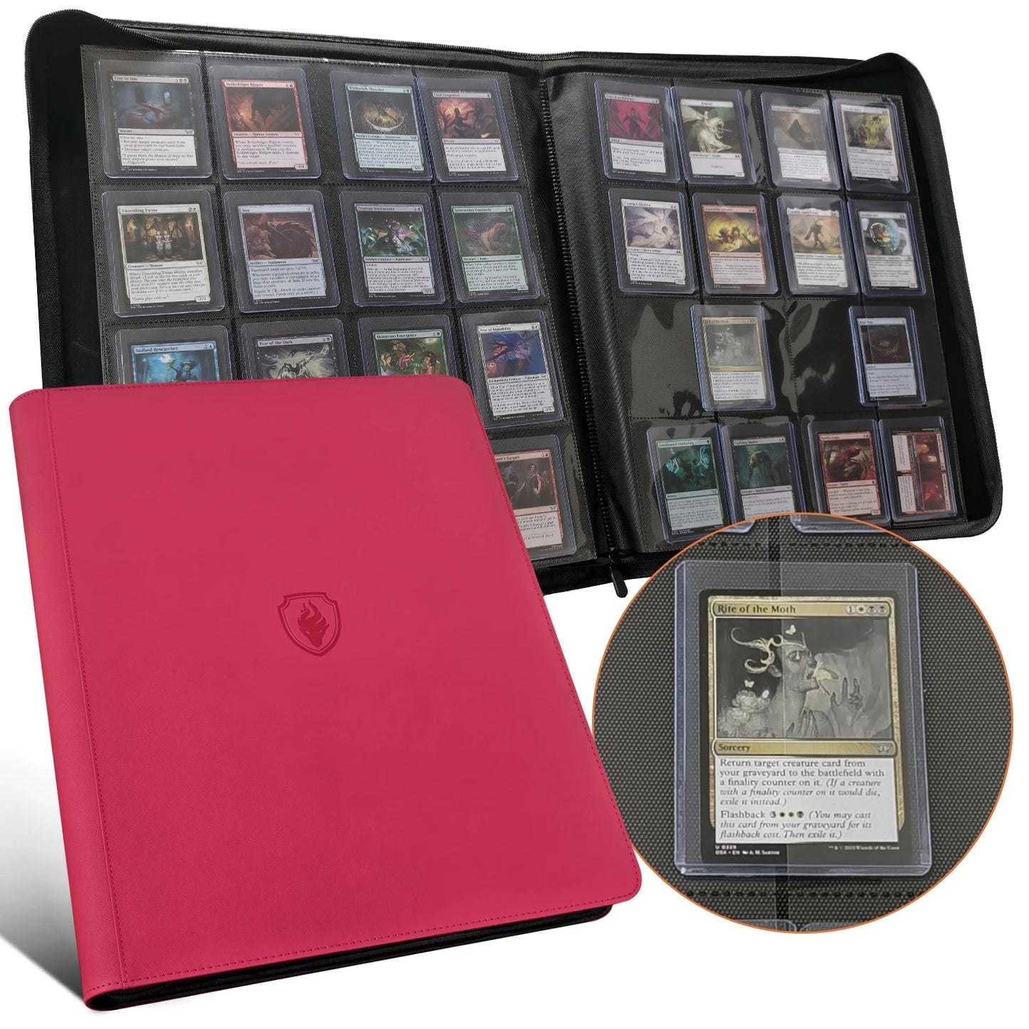 16 Pocket Toploader Binder, Holds 640 Top Loaders - Premium Top Loader Binder ，Sleeves for 3" x 4" Rigid Card